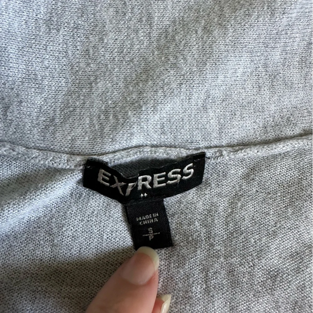 Express Y2K Cotton Open Cardigan Sweater Light Gray S Small